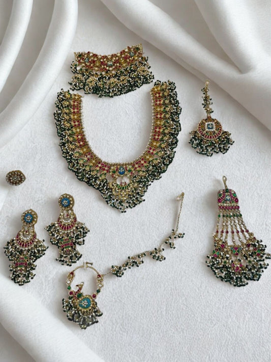 Ishhaara Regal Statement Kundan And Multi Stone Complete Bridal Necklace Set