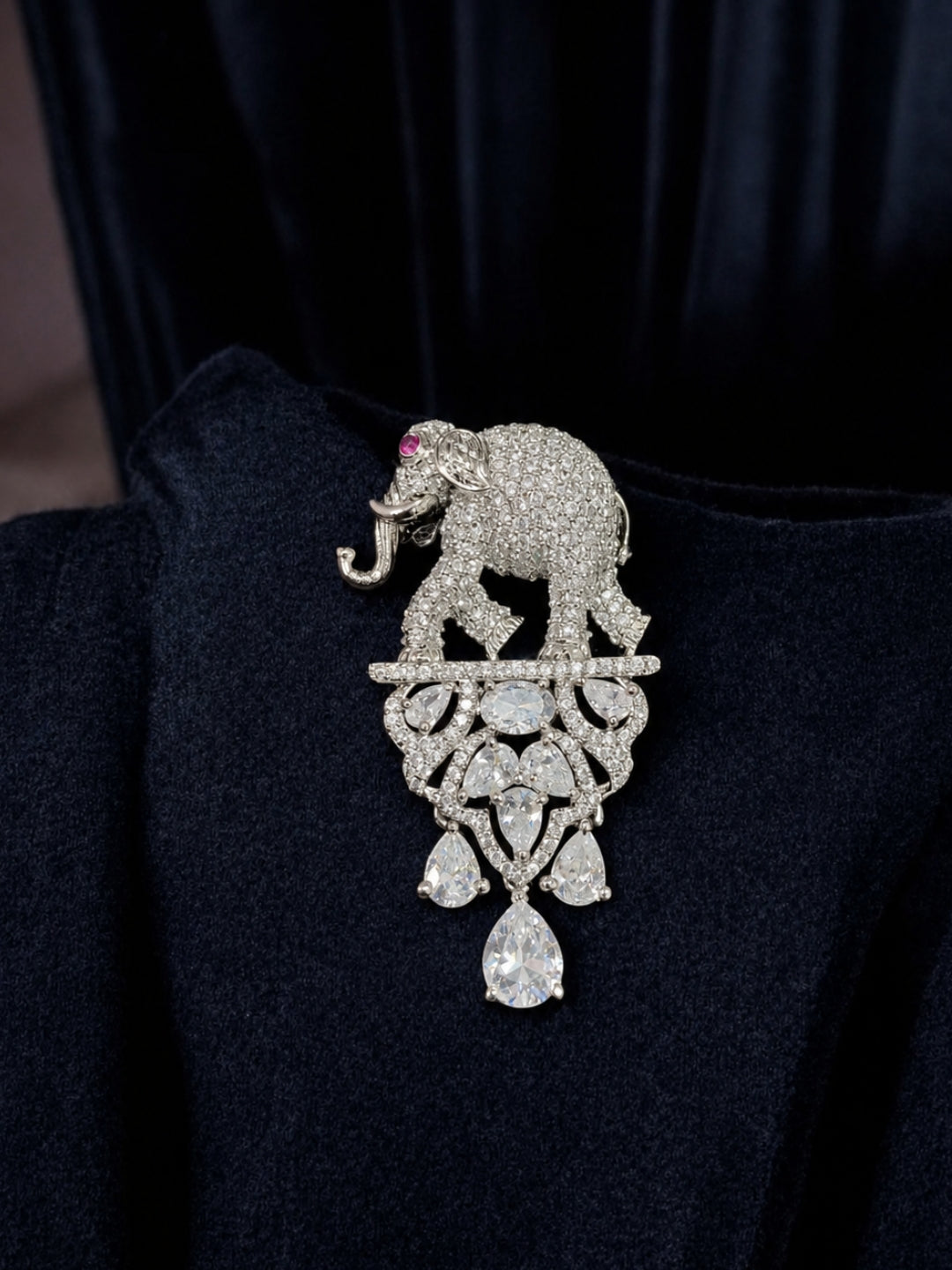 Ishhaara Regal Victorian Elephant Motif Groom Brooch