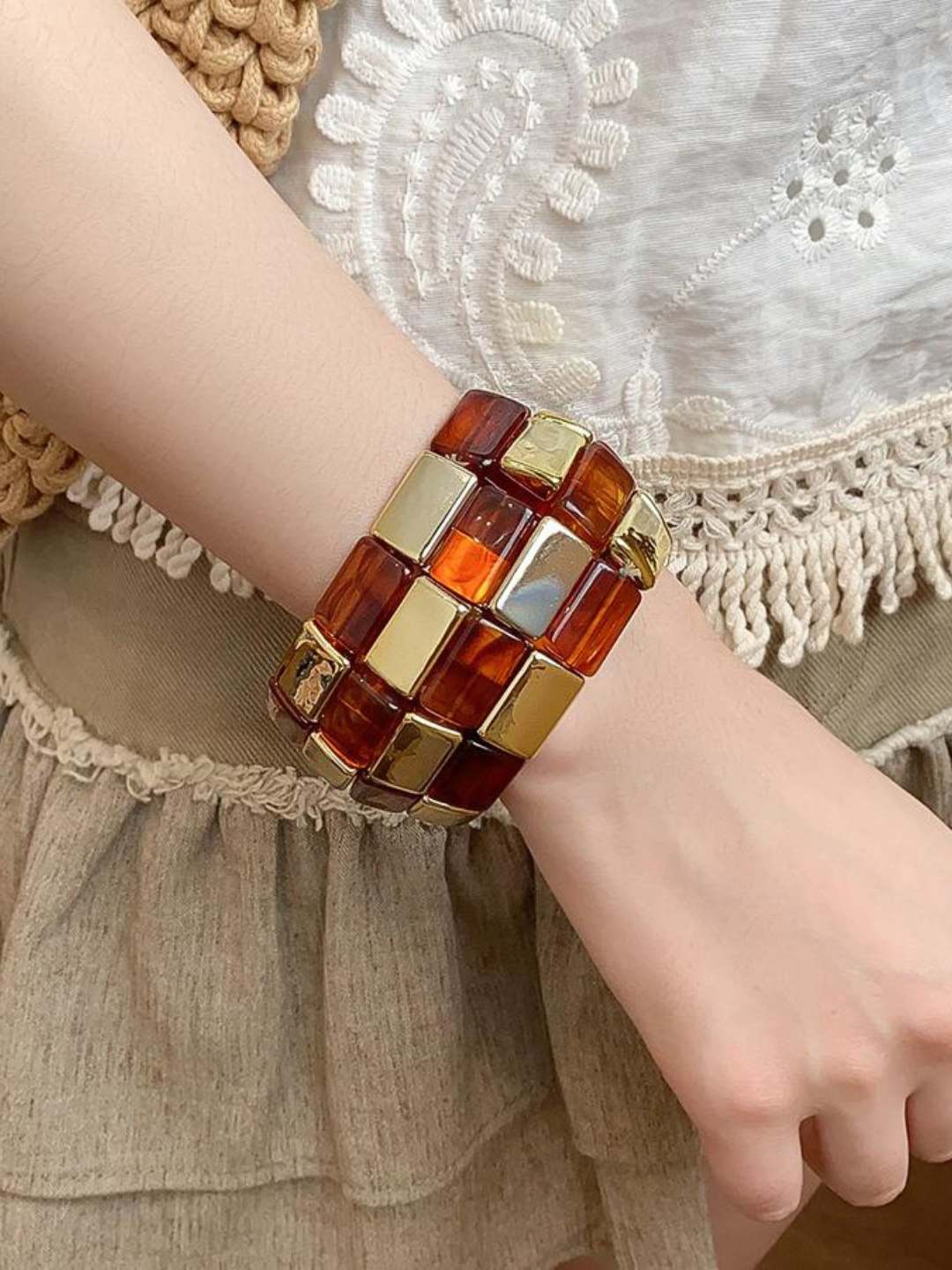Ishhaara Resin Square Splicing Bracelet