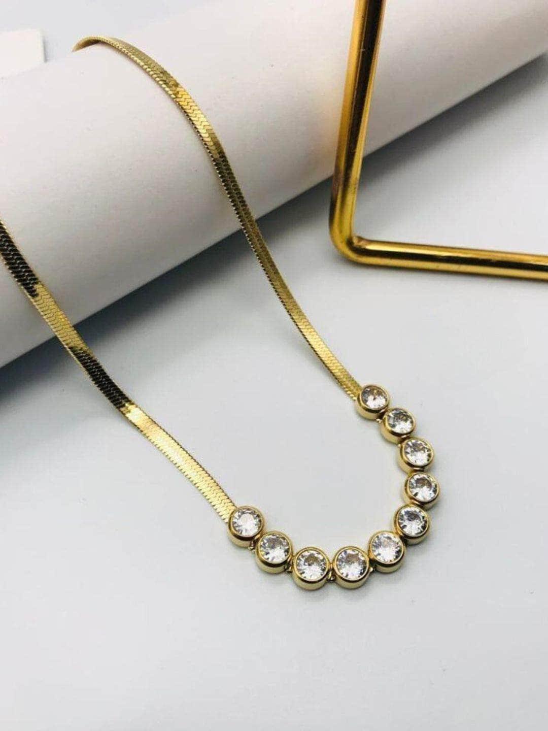 Ishhaara Retro Colored Zircon Titanium Stainless Steel Necklace