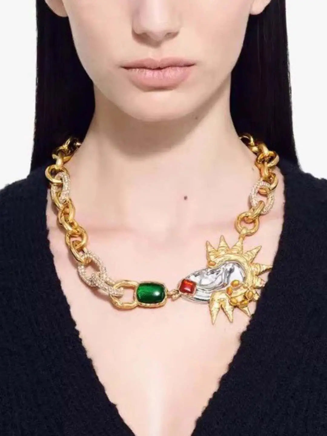 Ishhaara Retro Style Statement Earrings And Neck Piece