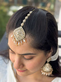 Ishhaara Reverse Ad Jhumka Earrings With Chain And Teeka