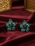 Ishhaara Rhinestone Multi Dimensional Flower Earrings
