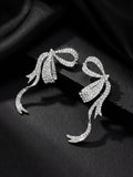 Ishhaara Rhinstone Ribbon Like Bow Earrings