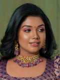 Ishhaara Rithvika In Semi Precious Center Stone Choker And Earring Set