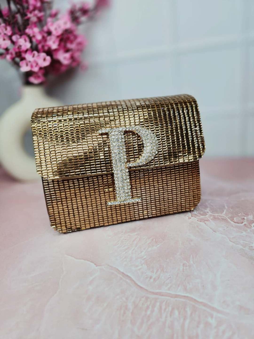 Ishhaara Rose Gold Designer Initial Clutch Bag