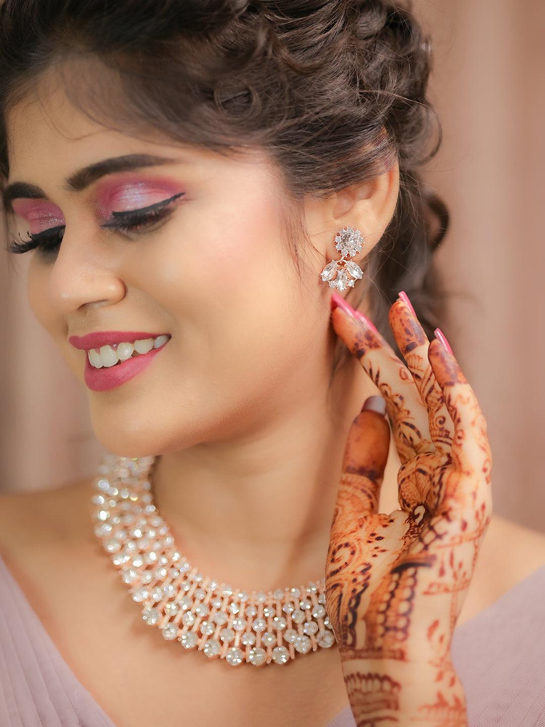 Ishhaara Rose Gold Diamond Choker With Earring