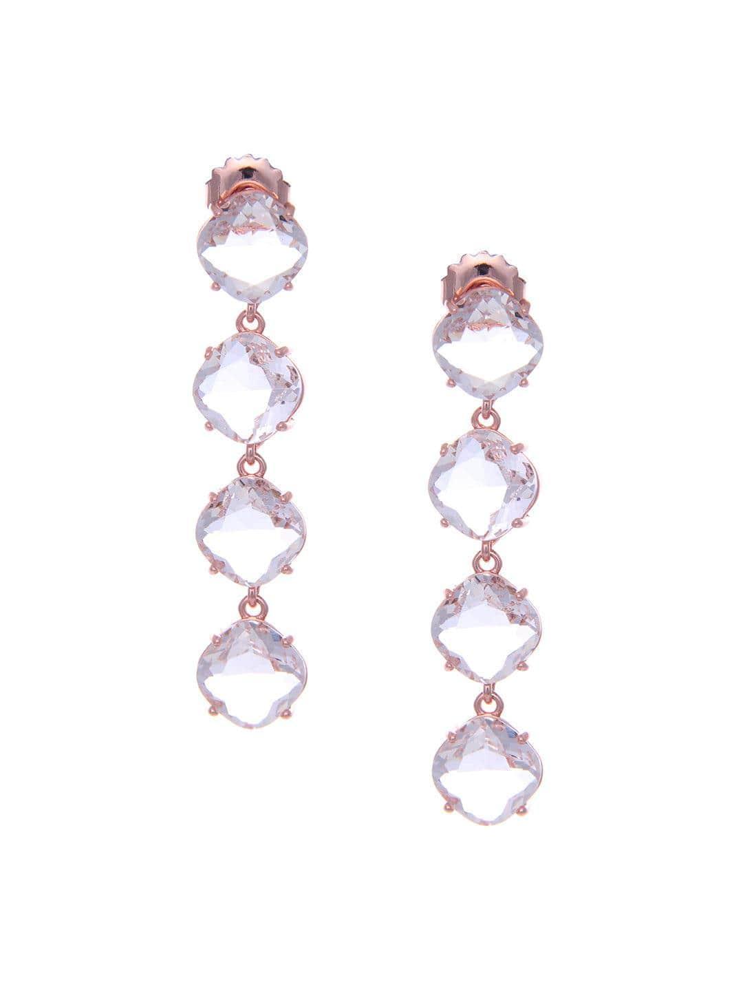 Ishhaara Embellish Long Earrings Rose Gold