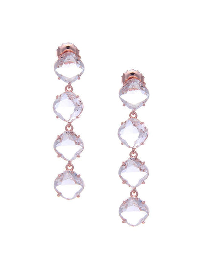 Ishhaara Embellish Long Earrings Rose Gold