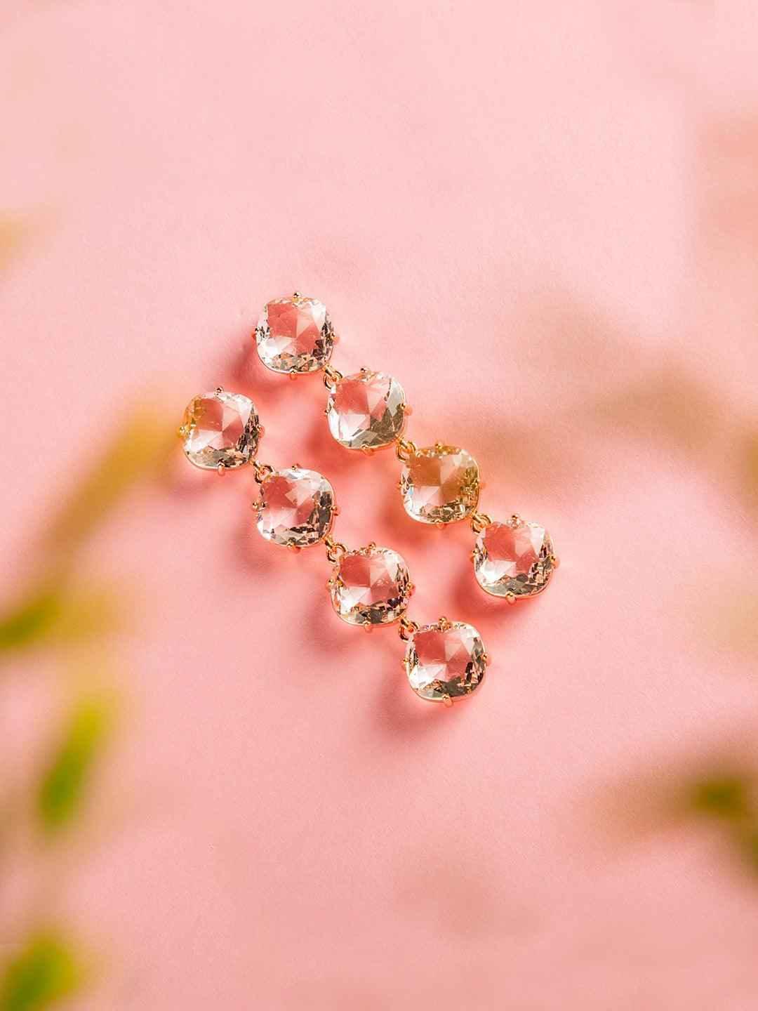 Ishhaara Embellish Long Earrings Rose Gold