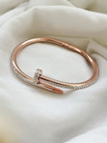 Ishhaara Rose Gold Stainless Steel Stone Studded Nail Bracelet
