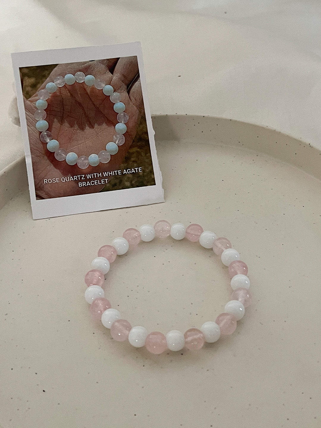 Ishhaara Rose Quartz With White Agate Bracelet