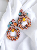 Ishhaara Round Colorful Glam Rhinestone Earrings
