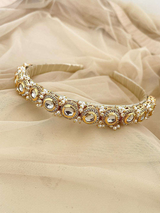 Ishhaara Round Kundan Beaded Hair Band