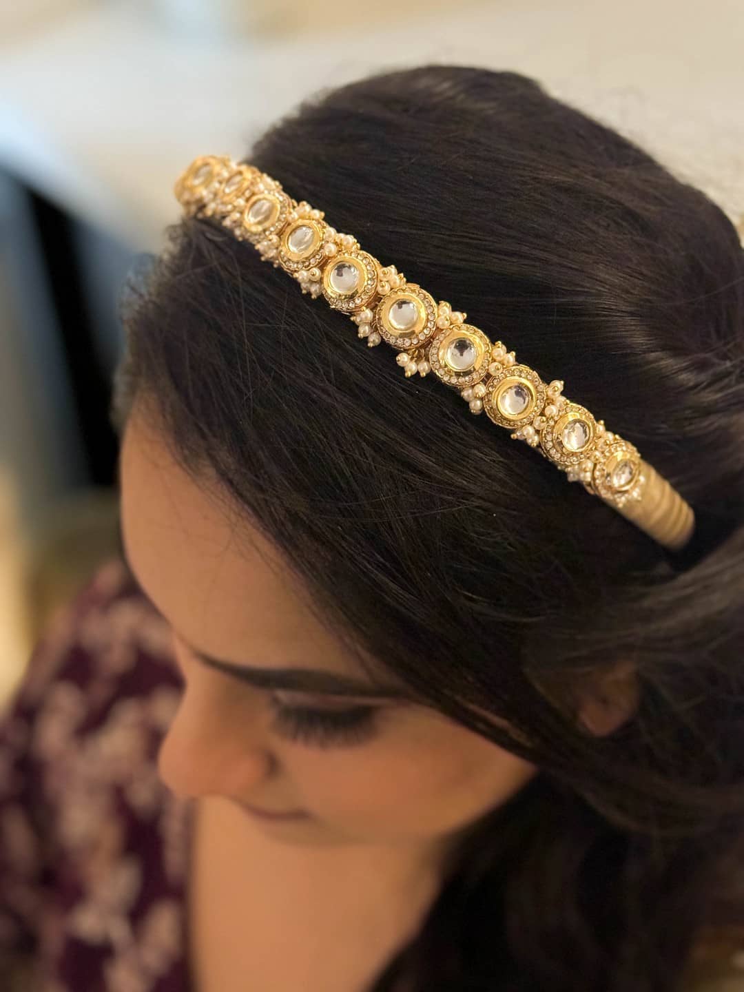 Ishhaara Round Kundan Beaded Hair Band