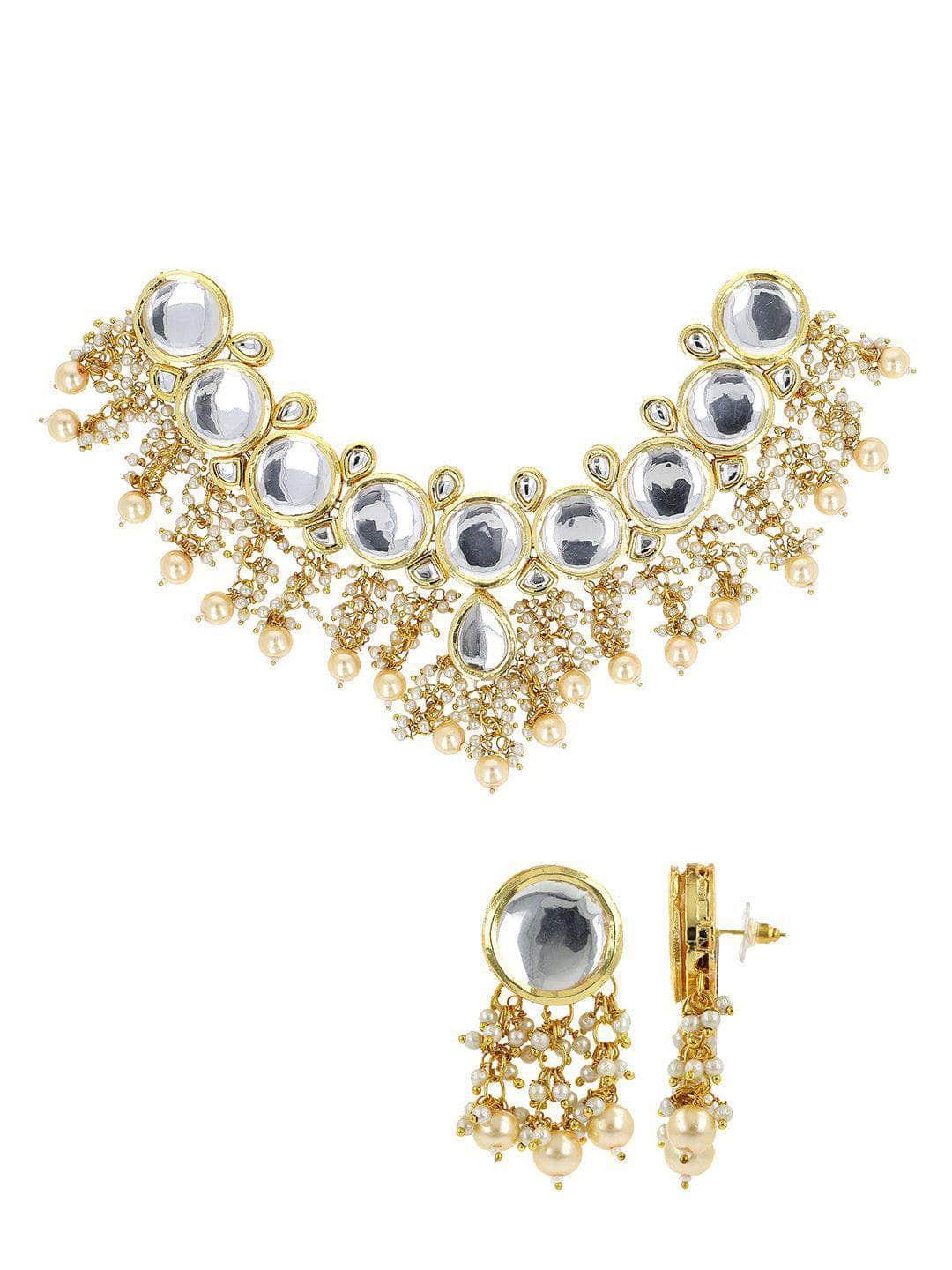 Ishhaara Round Kundan Single Pendant Drop Necklace