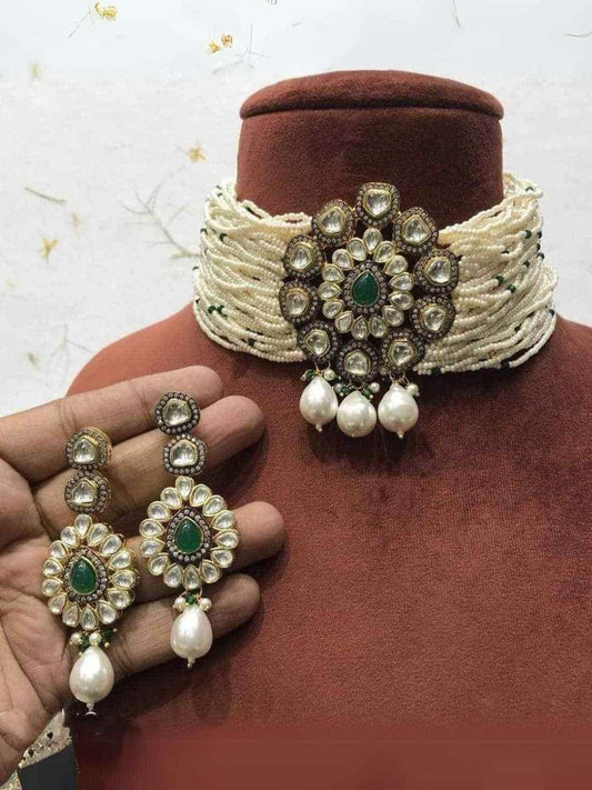 Ishhaara Round Polki Victorian Setting Necklace