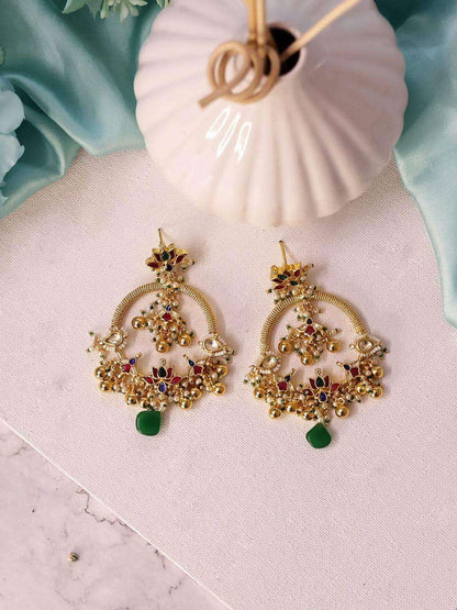 Ishhaara Round Swing Kundan Earrings
