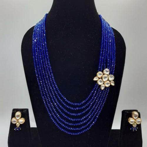 Ishhaara Royal Blue One Side Kundan Pendant Set