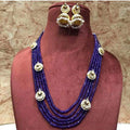 Ishhaara Royal Blue Onex Multi Drop Motif Necklace With Jumki
