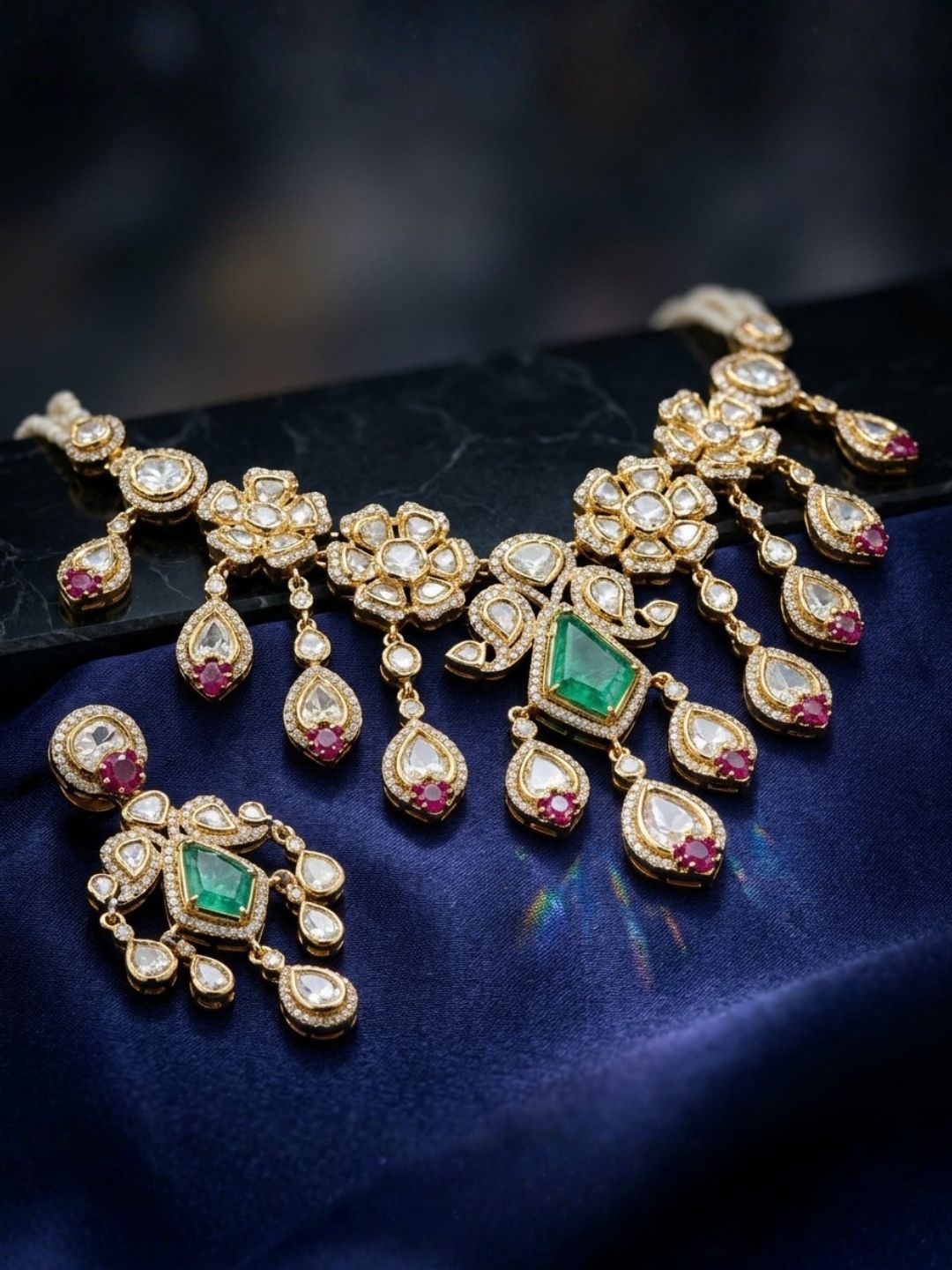 Ishhaara Royal Gold Plated Ruby Emerald Necklace