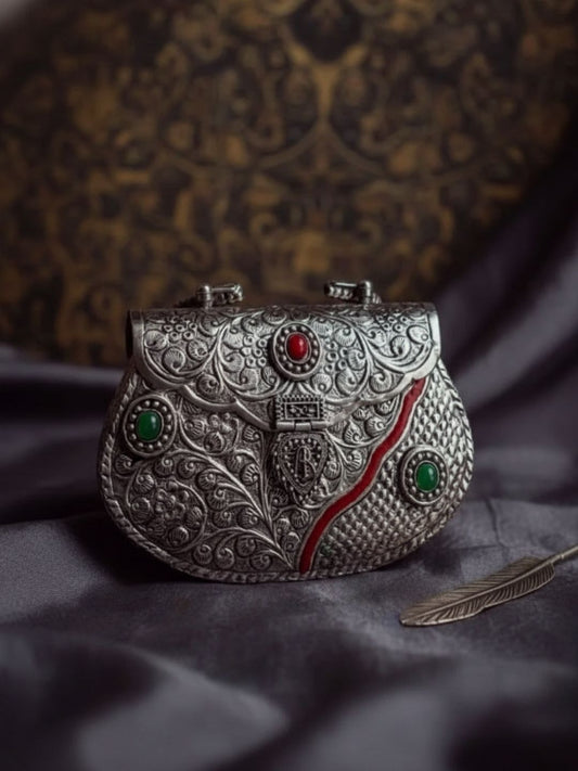 Ishhaara Royal Handcrafted Stone Embedded Brass Clutch