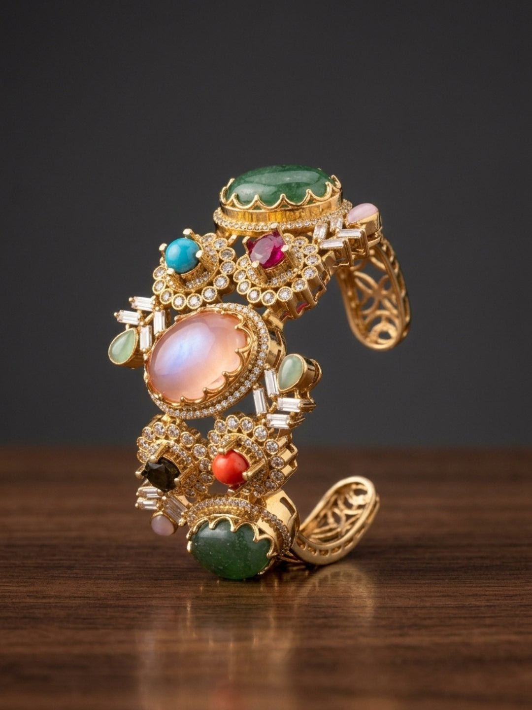 Ishhaara Royal Polki Cuff Bracelet