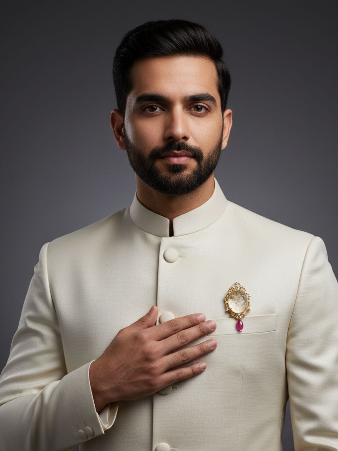 Ishhaara Ruby Droplet Horse Motif Brooch