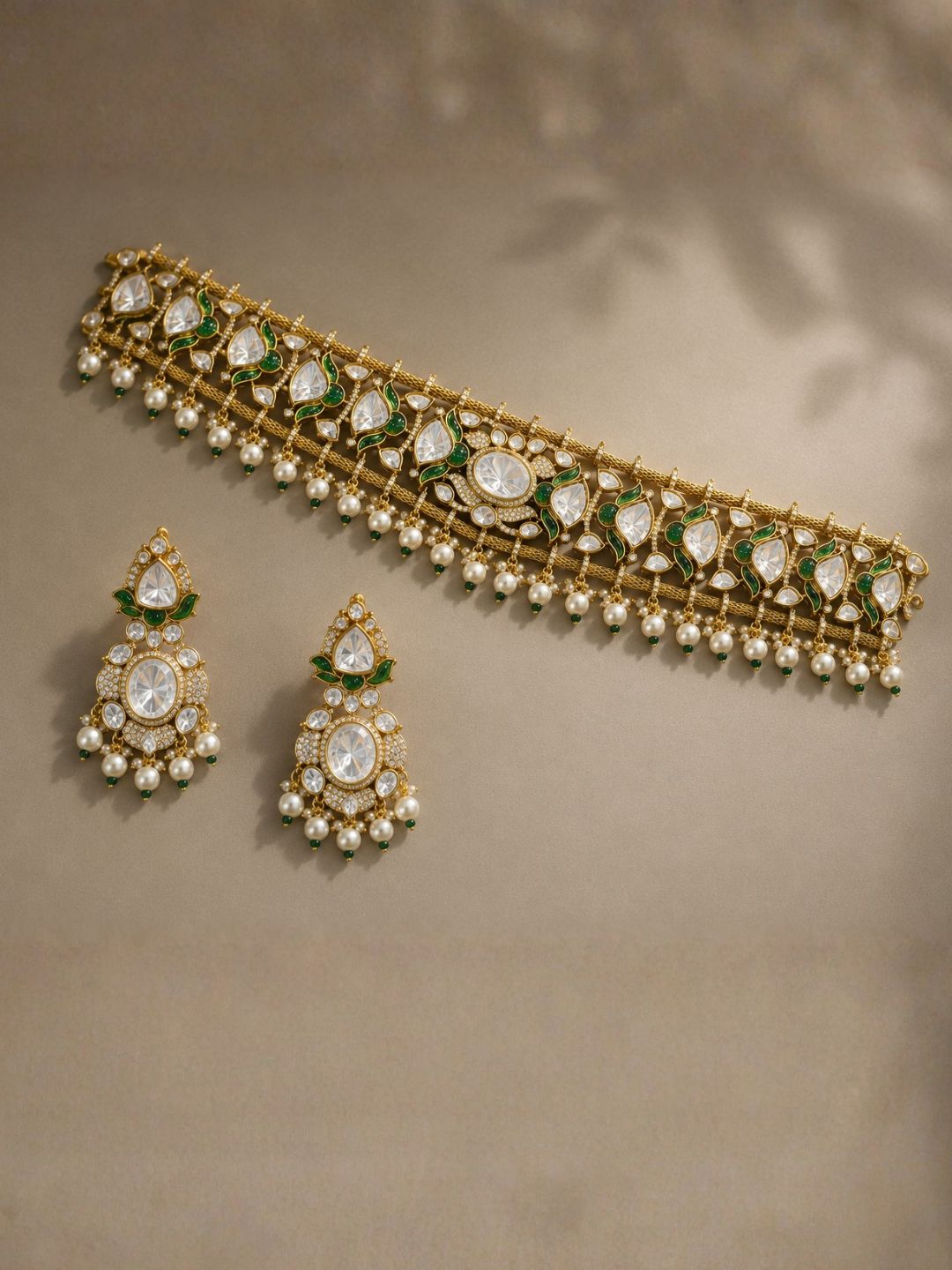 Ishhaara Ruby Emerald Kundan Pearl Choker Set