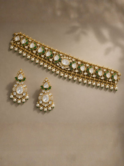 Ishhaara Ruby Emerald Kundan Pearl Choker Set