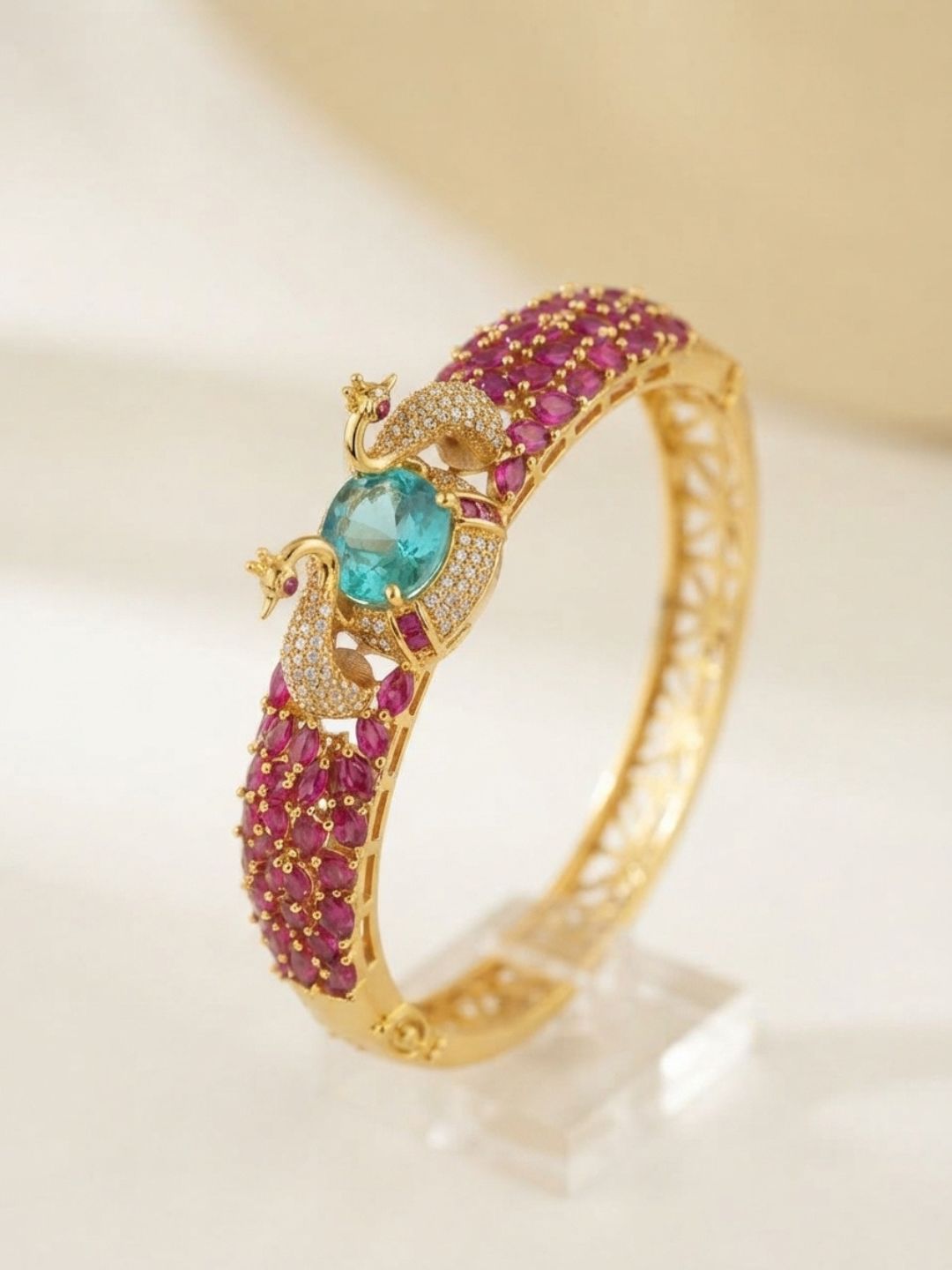 Ishhaara Ruby Emerald Peacock Kada