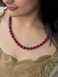 Ishhaara Ruby Gemstone Oval Beaded Mala