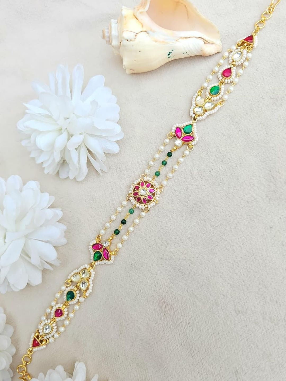 Ishhaara Ruby Green Mathapatti - handcrafted Indian jewellery