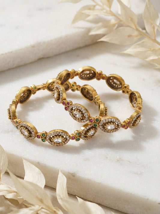 Ishhaara Ruby Green White Victorian Bangles