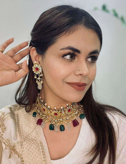 Ishhaara Ruby Kundan Semi Precious Set