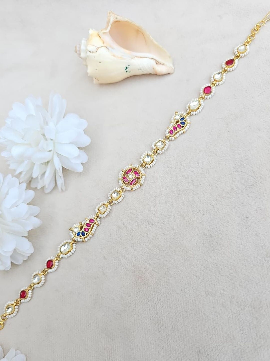 Ishhaara Ruby Pearl Mathapatti - handcrafted Indian jewellery