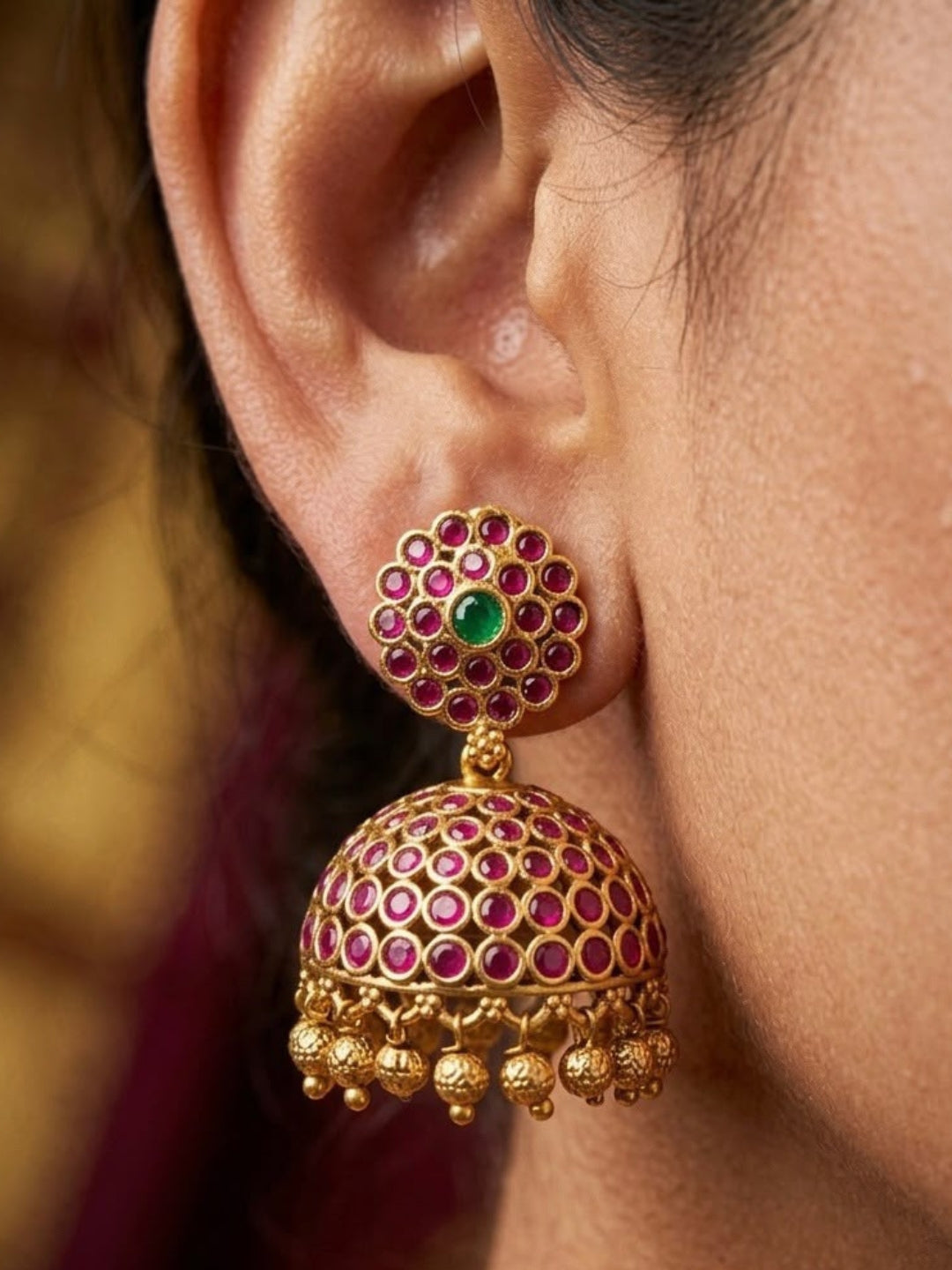 Ishhaara Ruby Polki Jhumka Earrings