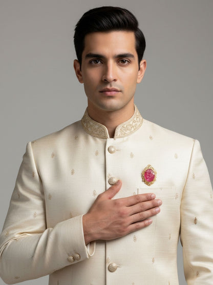 Ishhaara Ruby Red Carved Quartz Brooch