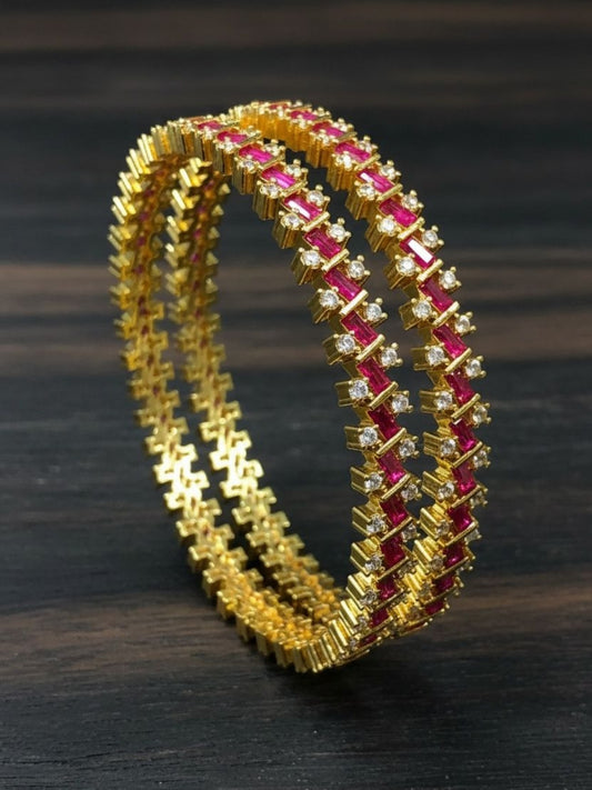 Ishhaara Ruby Stone Bangles Set Of 2