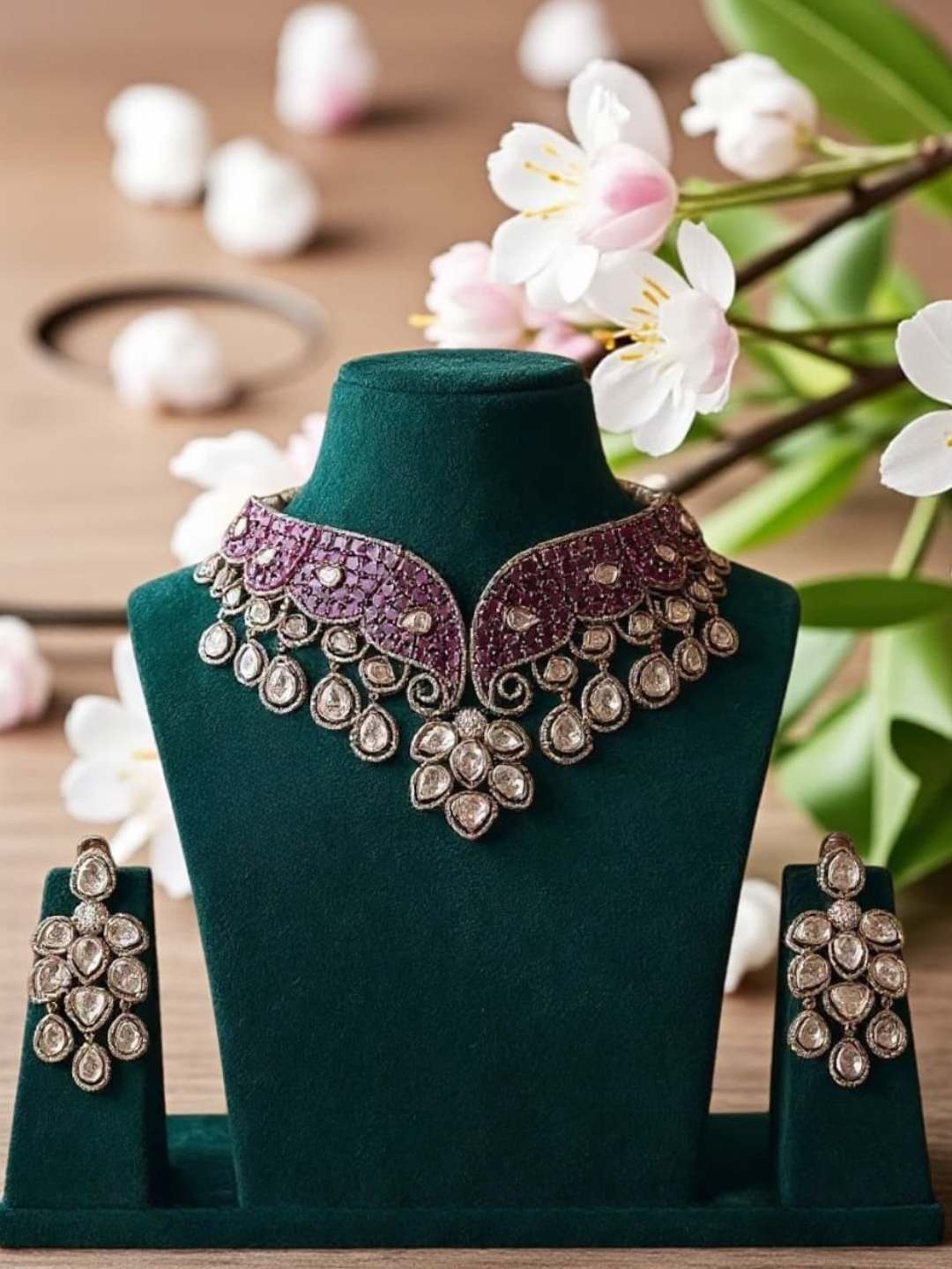Ishhaara Ruby Stone Choker Necklace Set