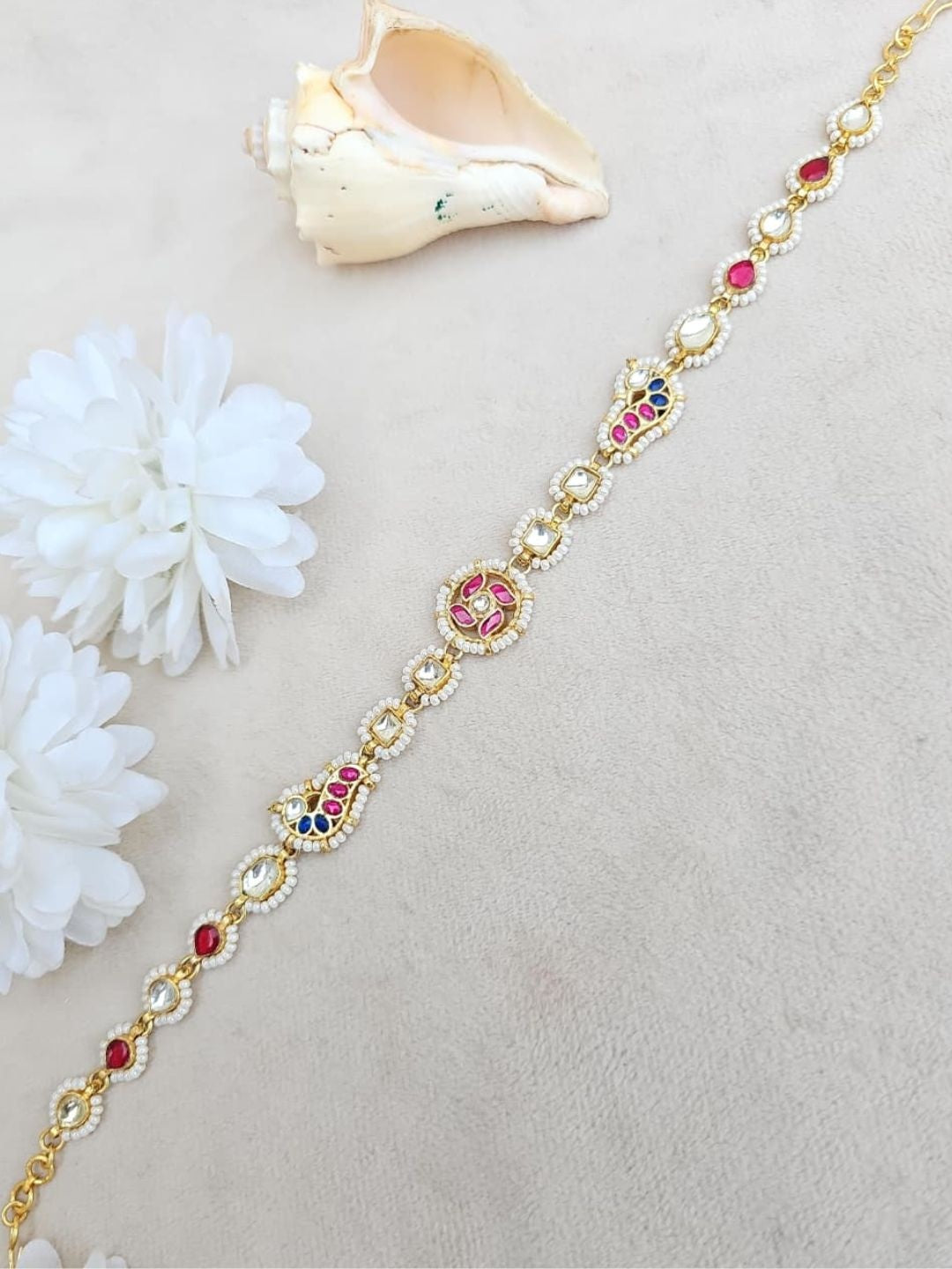 Ishhaara Ruby Stone Mathapatti - handcrafted Indian jewellery