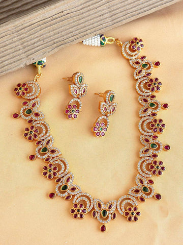 Ishhaara Ruby Stone Studded Kemp Style Choker Set