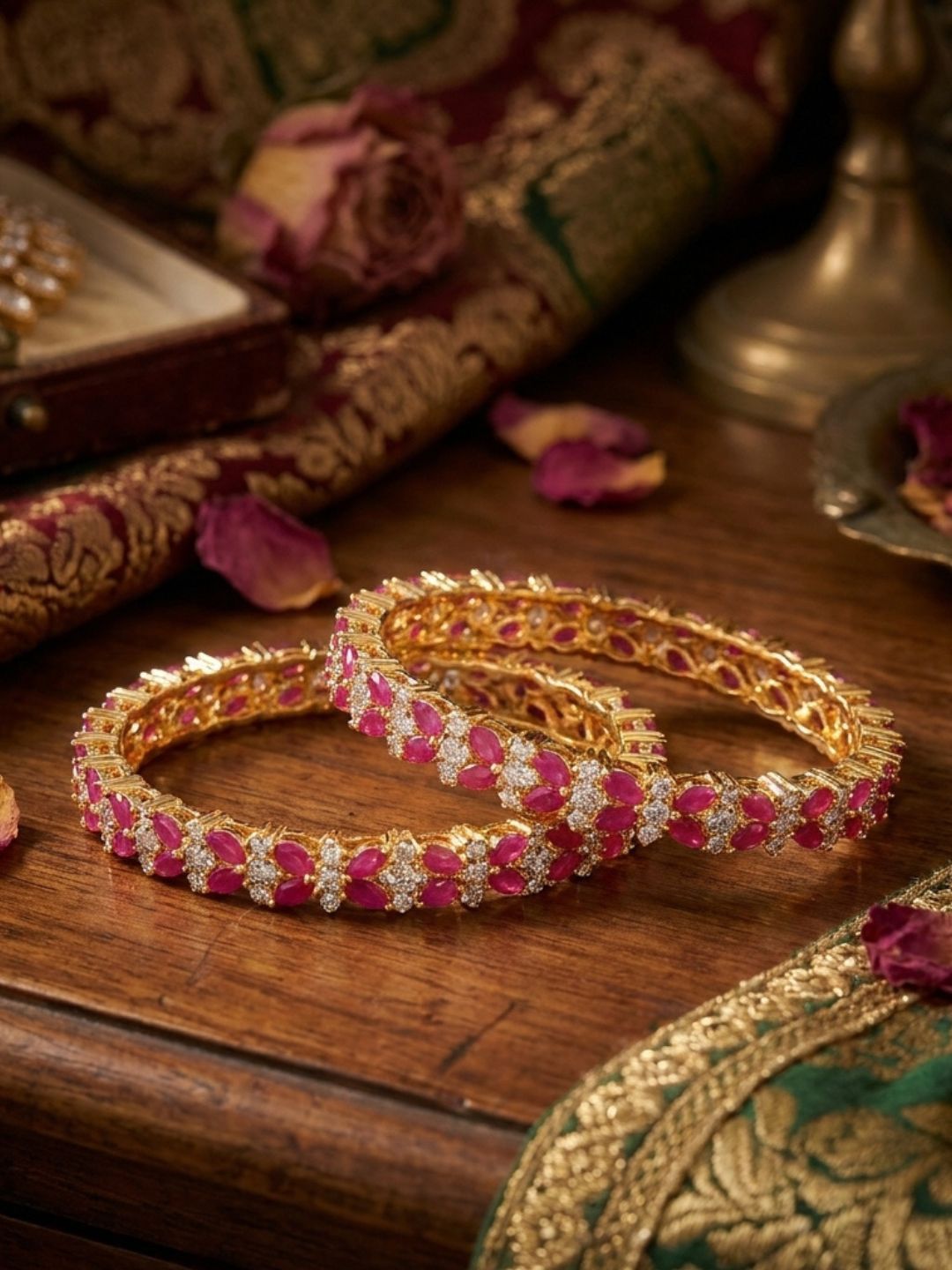 Ishhaara Ruby Stone Studded Pacheli Bangles