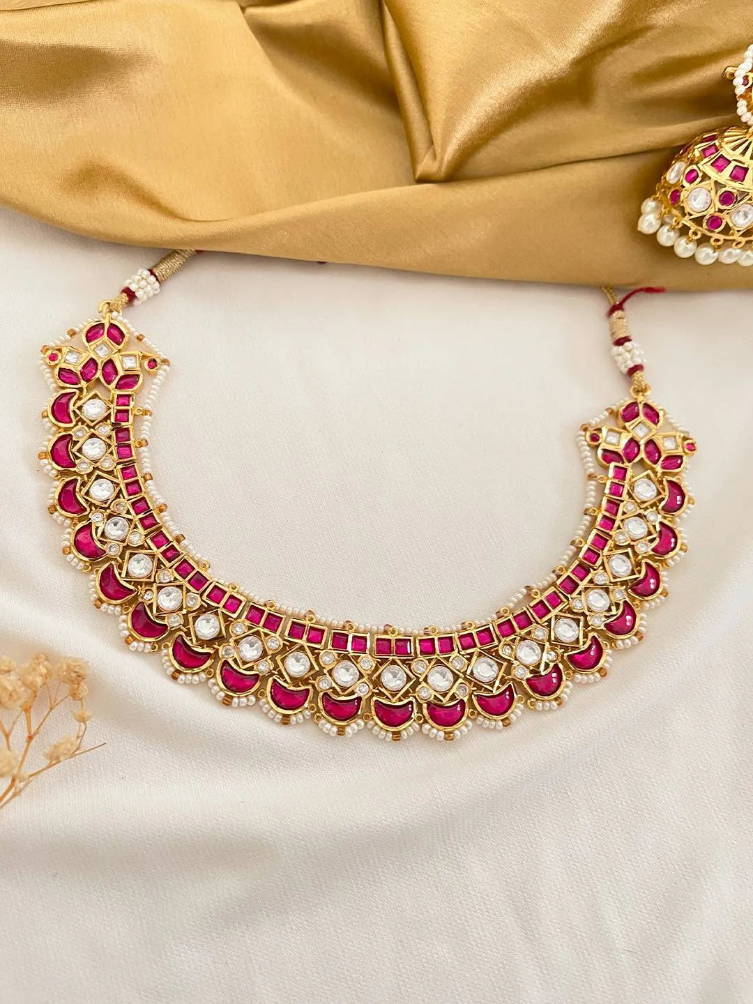 Ishhaara Ruby Studded Kemp Choker Necklace