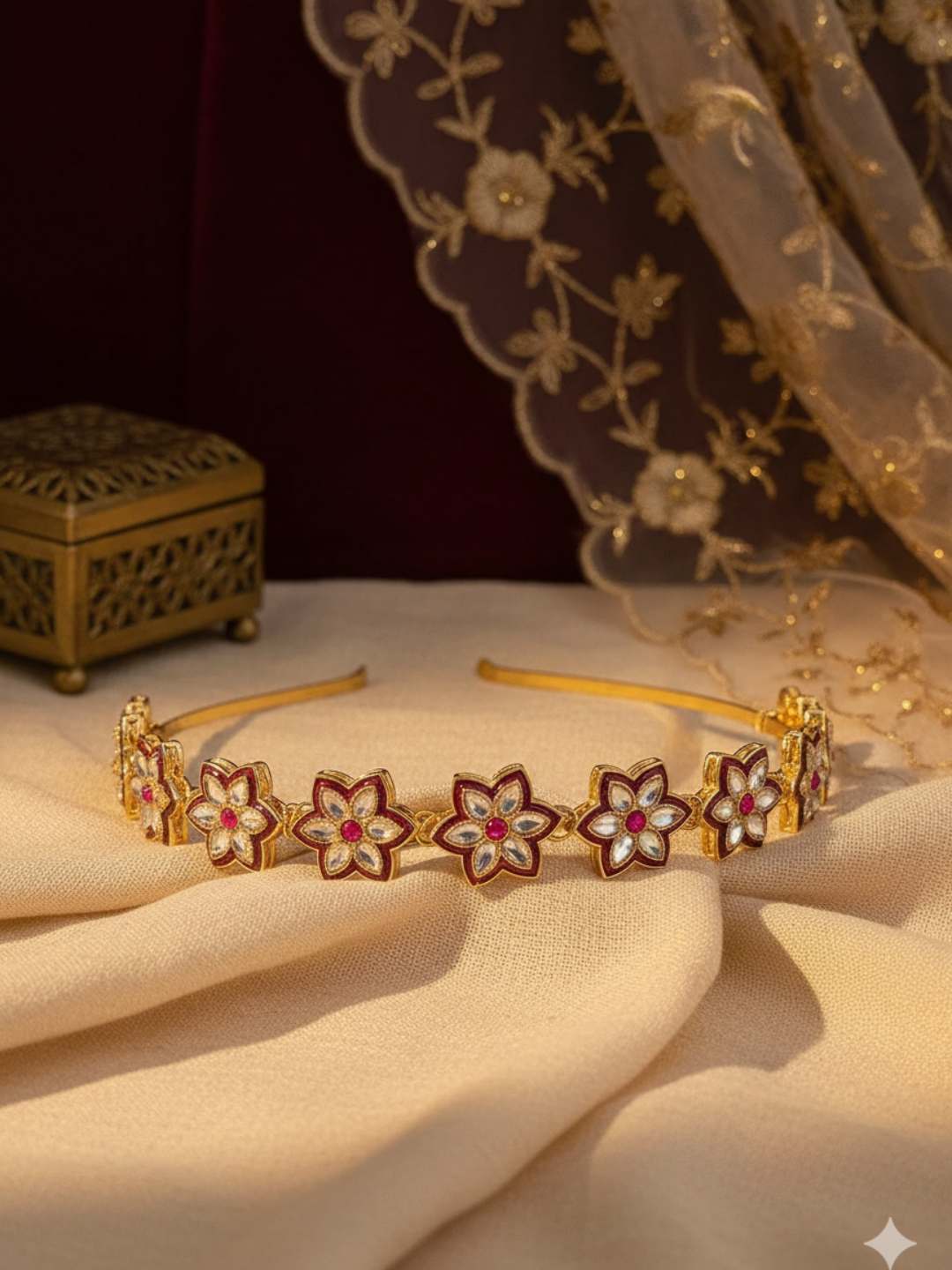 Ishhaara Ruby Studded Kundan Hairband