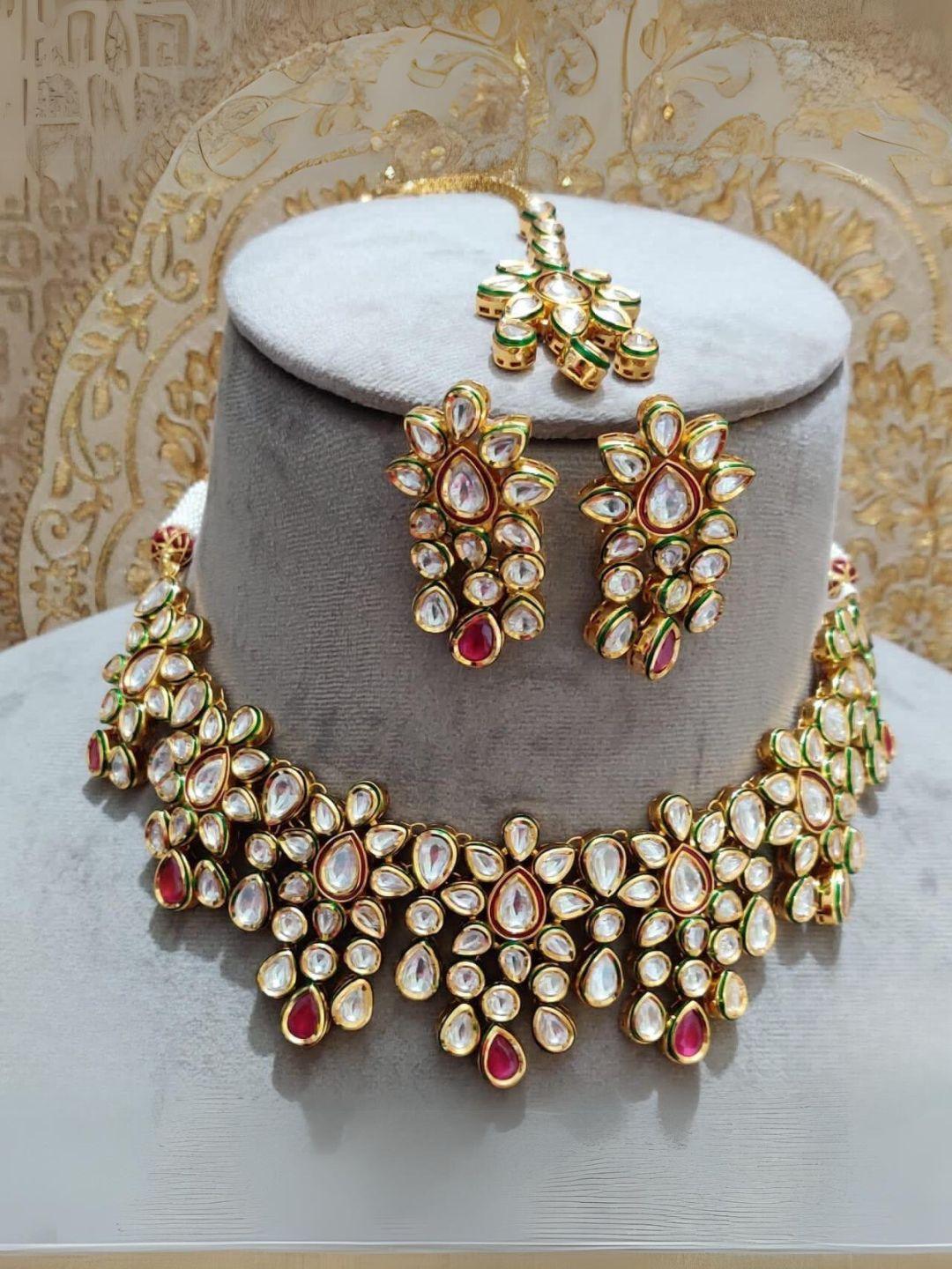 Ishhaara Ruby Studded Meenakari Kundan Necklace Set