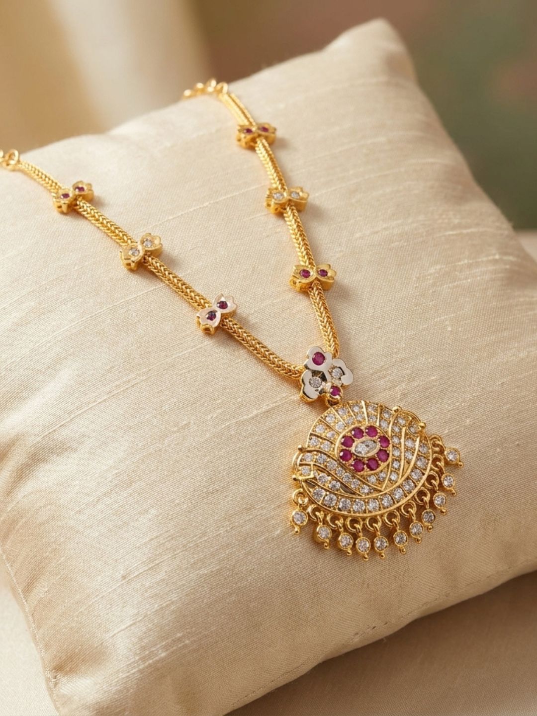 Ishhaara Ruby Studded Traditional Attigai Necklace