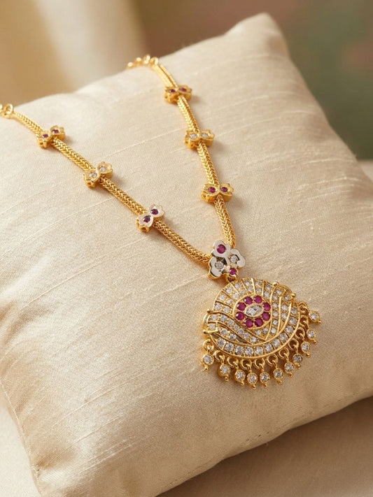 Ishhaara Ruby Studded Traditional Attigai Necklace