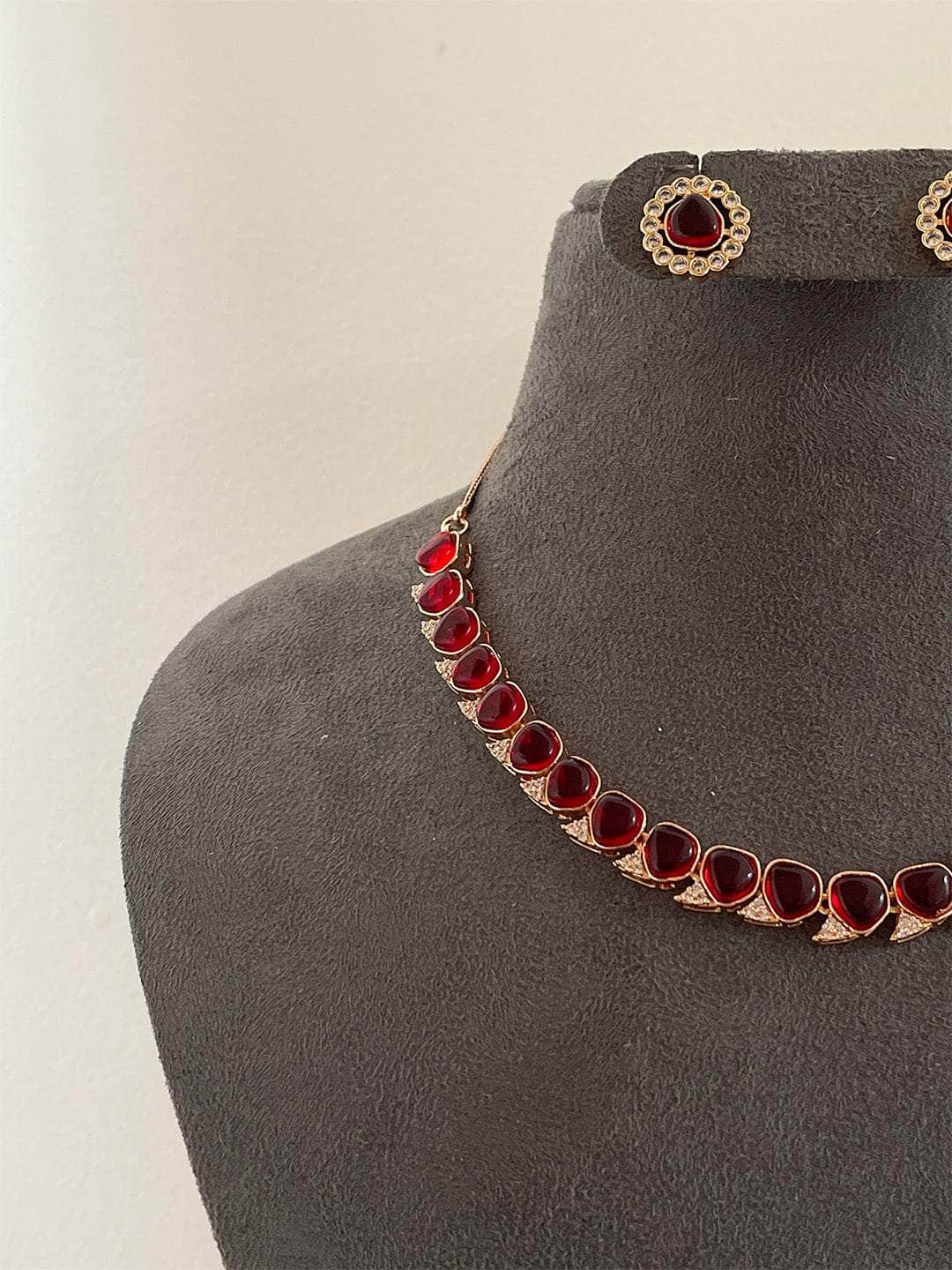 Ishhaara Ruby Studded Zircon Necklace Set