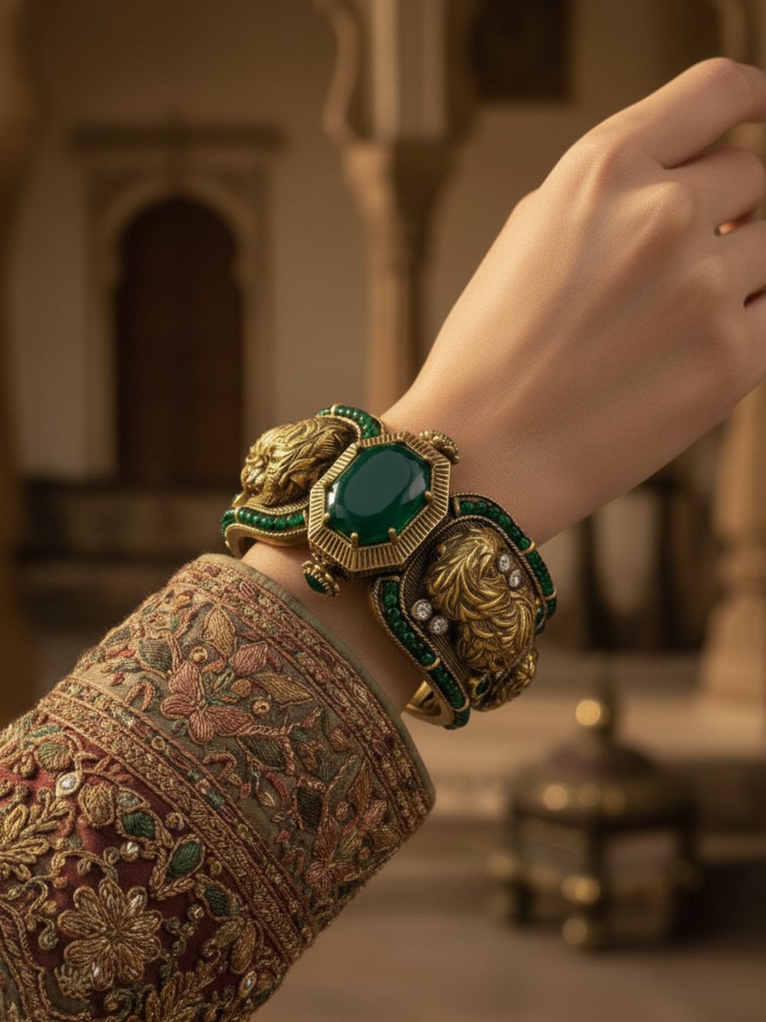 Ishhaara Sabyasachi Inspired Bengal Tiger Doublette Stones Broad Kada